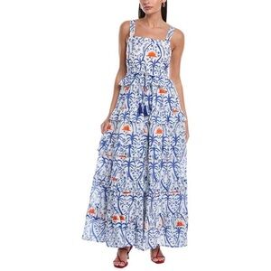 Ro's Garden S Ester Maxi Dress blue white 0183 Anthropologie long cotton small